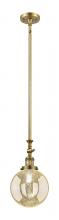 Innovations Lighting 206-BB-G208-8 - Beacon - 1 Light - 8 inch - Brushed Brass - Stem Hung - Adjustable Mini Pendant