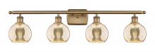 Innovations Lighting 516-4W-BB-G128-6 - Athens - 4 Light - 36 inch - Brushed Brass - Bath Vanity Light
