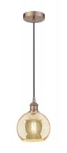 Innovations Lighting 616-1P-AC-G128-8 - Athens - 1 Light - 8 inch - Antique Copper - Cord hung - Mini Pendant