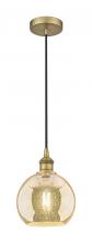 Innovations Lighting 616-1P-BB-G128-8 - Athens - 1 Light - 8 inch - Brushed Brass - Cord hung - Mini Pendant