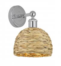 Innovations Lighting 616-1W-PC-RBD-8-NAT - Woven Rattan - 1 Light - 8 inch - Polished Chrome - Sconce