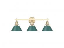 Golden 3306-BA3 BCB-GN - Orwell 3-Light Vanity Light in Brushed Champagne Bronze with Pine Green