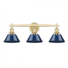Golden 3306-BA3 BCB-NVY - Orwell 3-Light Vanity Light in Brushed Champagne Bronze with Matte Navy