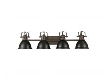 Golden 3602-BA4 RBZ-BLK - Duncan 4-Light Bath Vanity in Rubbed Bronze with Matte Black