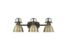Golden 3602-BA3 RBZ-AB - Duncan 3-Light Bath Vanity in Rubbed Bronze with Aged Brass