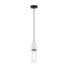 Matteo Lighting C39911MB - Marmor Matte Black + White Marble Pendant